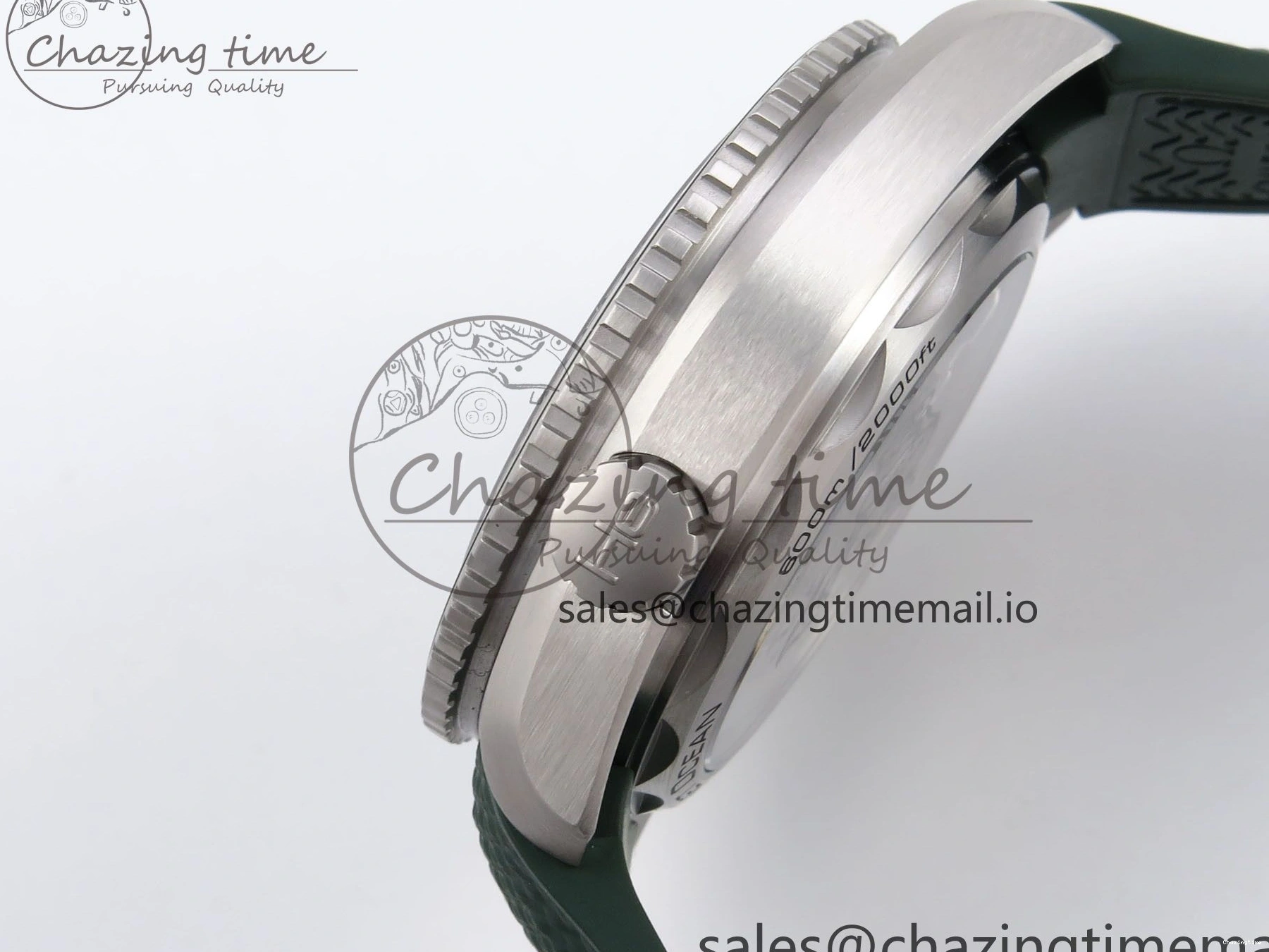 0513 Planet Ocean 43.5mm SS VSF 1:1 Best Edition Green Bezel White Dial on Green Rubber Strap A8900 Super Clone Unisex 7713